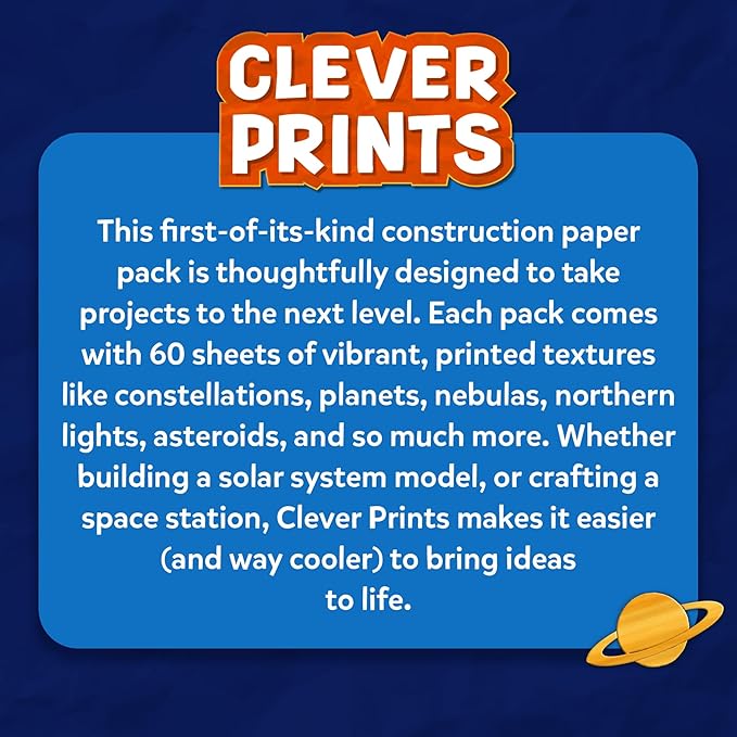 Skillmatics Space Construction Paper for Kids - 60 Double-Sided Printed Sheets (9x12), Patterned Craft Paper for Art Projects, STEM Activities, DIY Crafts, Scrapbooking & School Supplies