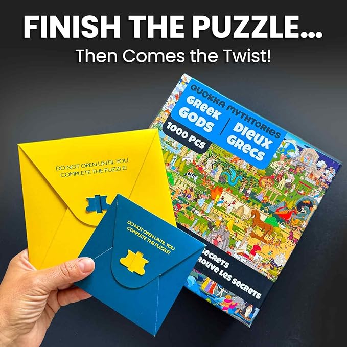 QUOKKA 1000 Piece Jigsaw Puzzle for Adults Greek Gods – Puzzles for Adults 1000 Pieces Premium Box Packaging - Extra Fun with Hidden Secrets & Audio Story – Perfect Relaxation & Creativity & Gift