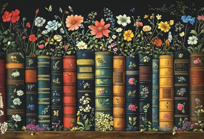 Wildflowers Puzzles for Adults 1000 Pieces, YOGEON Wildflower Pages Jigsaw Puzzle, Vintage Book Puzzles for Book Lover, Plant Floral Flowers Puzzle as Home Décor (Finish Size: 15''x 10'')