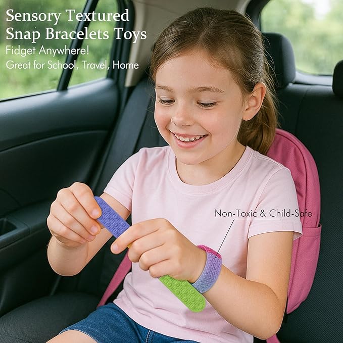 Sensory Slap Bracelets for Kids Teens,12PCS Fidget Toys Snap Bracelets for Stress Anxiety Autistic ADHD,Calm Down Classroom Travel Students Prizes Toys, Stocking Stuffers for Teens Boys Girls