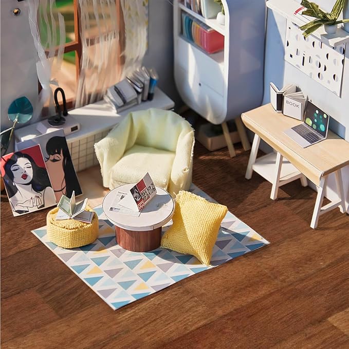Flutesan 24 Pcs Miniature Dollhouse Wallpaper and Flooring Peel and Stick Mini DIY Self Adhesive Dollhouse Accessories 8.27 x 11.69 Inch (Elegant Style)