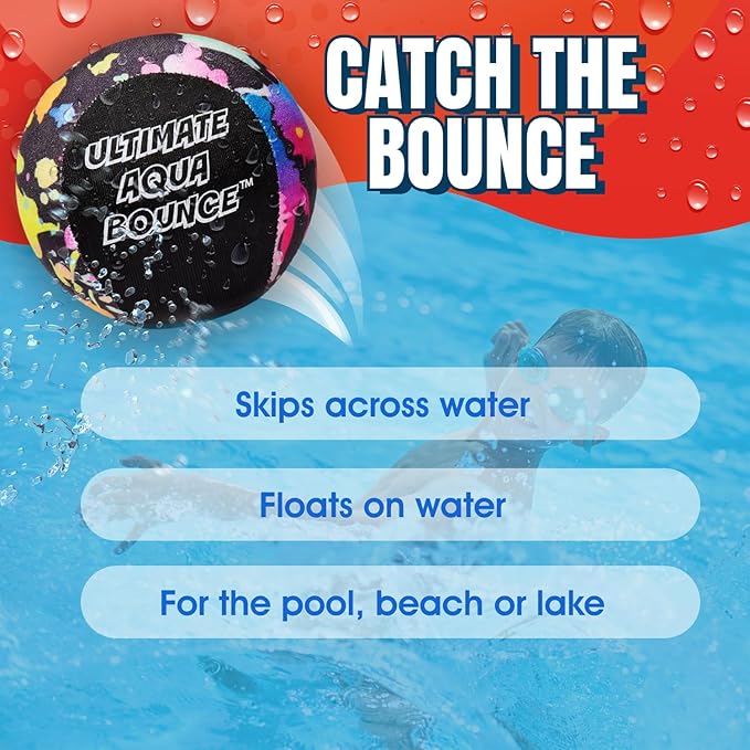 Activ Life Ultimate Skip Ball, Large 3" - 2 Water Skip Balls with 1 Skip Disc - Water Bouncing Ball Set for Beach, Pool & Lake Games - Fun Summer Toys for Kids, Teens, Adults & Families