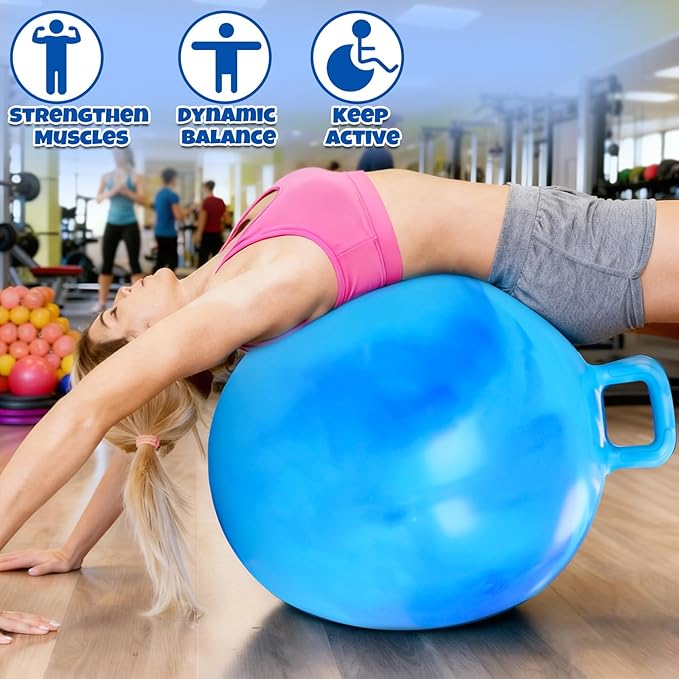 Hopper Ball for Adults & Teens 16+, 28 Inch Clouds Bouncy Ball with Handle, Sit On Hippity Hop Exercise with Air Pump, Jumping Hopping Toys Active Play for Family Activities Indoor Outdoor Fun Races