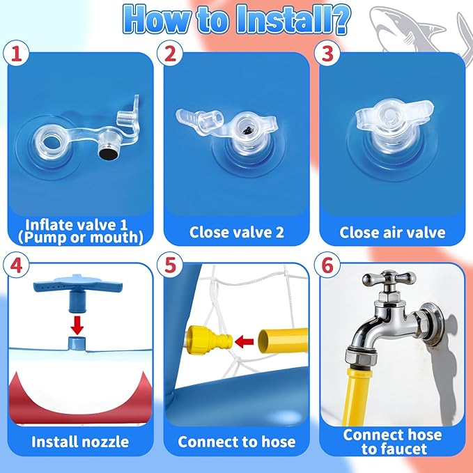 Water Sprinkler Soccer Toys, Inflatable Shark Soccer Goal Sprinkler with a Soccer Ball Backyard Outdoor Summer Toys for Boys Girls Outside Yard Water Football Game Toys for Kids Ages 3-8