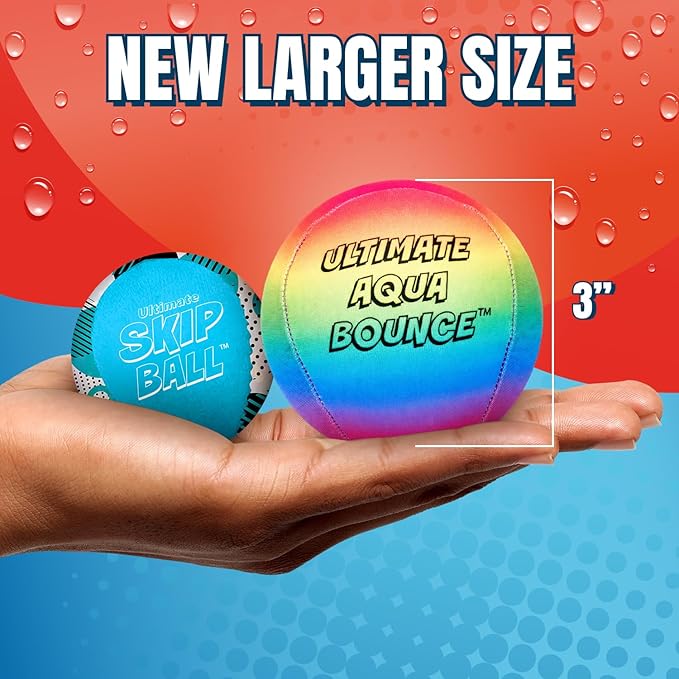 Activ Life Ultimate Skip Ball, Large 3" - 2 Water Skip Balls with 1 Skip Disc - Water Bouncing Ball Set for Beach, Pool & Lake Games - Fun Summer Toys for Kids, Teens, Adults & Families