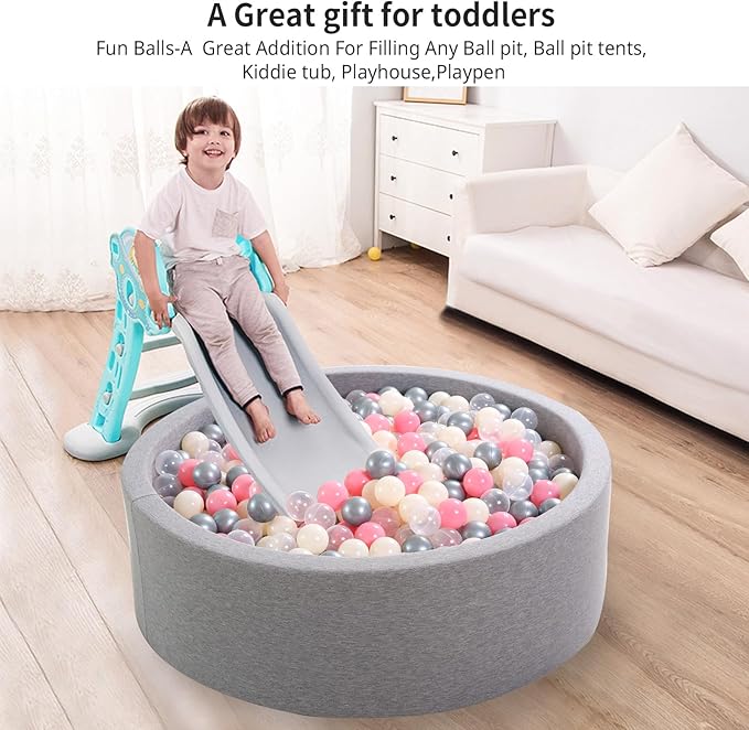 STARBOLO Ball Pit Balls for Toddlers Pack of 100 200 500 - BPA&Phthalate Free Non-Toxic Crush Proof Soft Plastic Balls for 1-5Years Old Toddlers Girl Kids Birthday Pool Playpen Tent Party