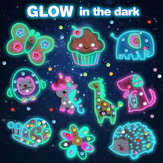 EAPHANT Kids Crafts, 30 PCS Kids Activities Arts and Crafts Painting Kits, Glow in The Dark Wooden Magnets to Paint