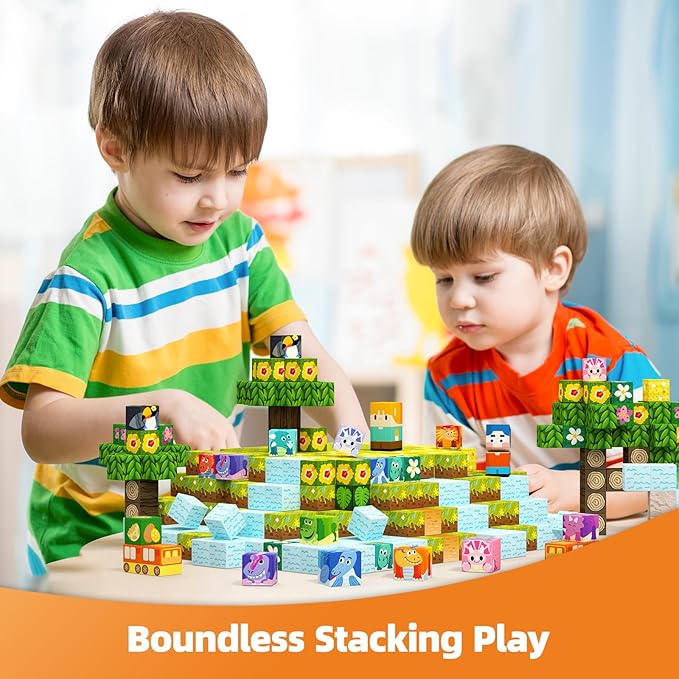 GobiDex 126PCS Magnetic Blocks Playset, Build Dinosaur MagWonder with Building Pretend Play Toys, STEM Montessori Travel Gift for Kids