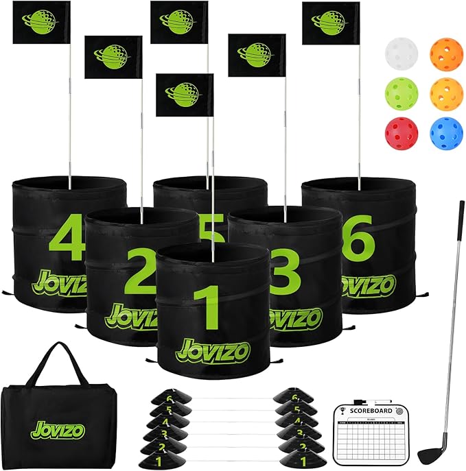 Backyard Golf Game Set, 6 Hole Portable Golf Yard Game with Flags, Balls, Club and Scoreboard, Outdoor & Indoor Lawn Practice Game for Family and Friends