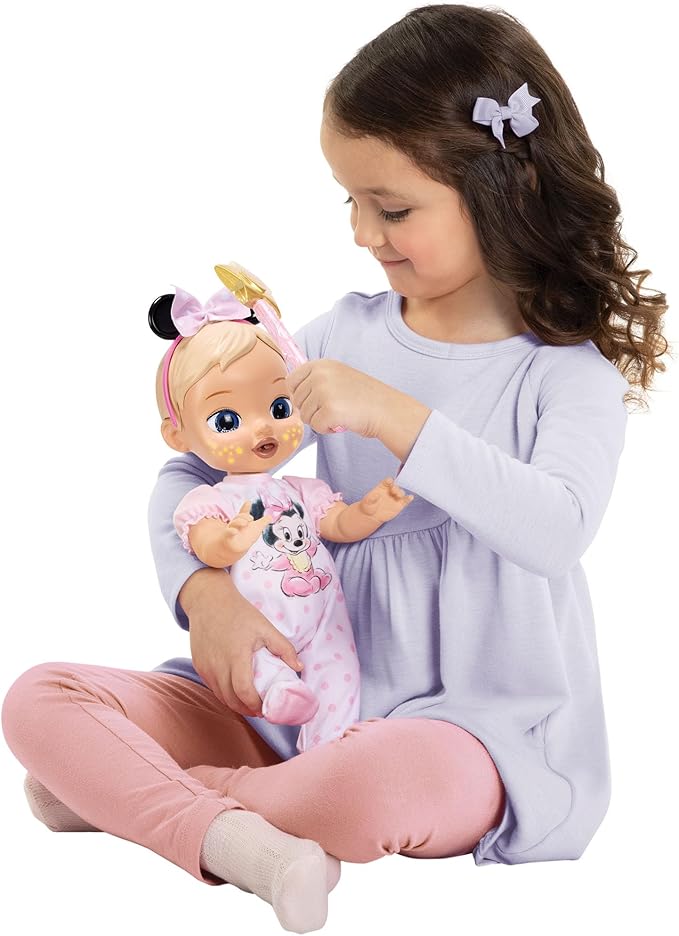 Disney Darlings 13-Inch Interactive Baby Doll – Magical Lights, Sounds, Music & Wand – Minnie-Inspired Nurturing Doll with Accessories – Multiple Skin Tones, Eye Colors – Ages 2 and Up