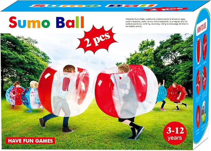 ZHUYNXIR 2 PC Sumo Balls for Kids, Bumper Bounce Balls for Kids, Kid Sumo Ball, Lawn Game Ball for Kid Outdoor Team Gaming Play for 3+ Ages (36 inch, red+red)