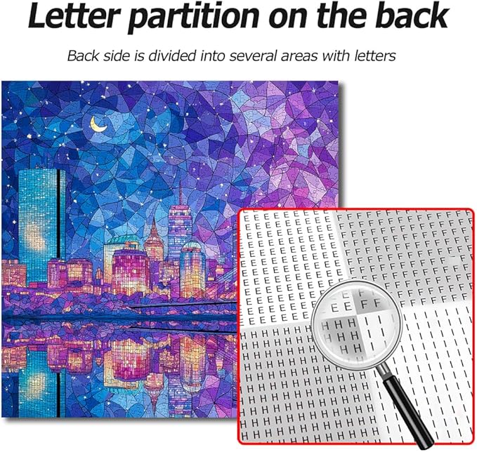 Bgraamiens 1000 Piece Jigsaw Puzzles for Adults – Boston Skyline at Night – Vibrant City Lights with Reflections – Challenging Urban Gift for Puzzle Lovers