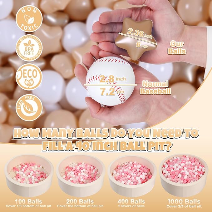 GOGOSO Ball Pit Balls for Toddlers Kids Plastic Balls for Ball-Pit Playpen Pool Baby Play Pastel BPA-Free Non Toxic Play Pastel Crush Proof Bal 50 100 200 500 1000 Count