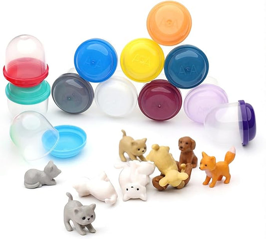 Vending Machine Capsules with Toys - 250 Pcs of 1.1 Inch Tiny Frosty Clear-Colored Acorn Capsules and Cute Dog and Cat Figurines for Kids - Plastic Capsules for Toys Bulk- Easter Basket Stuffers