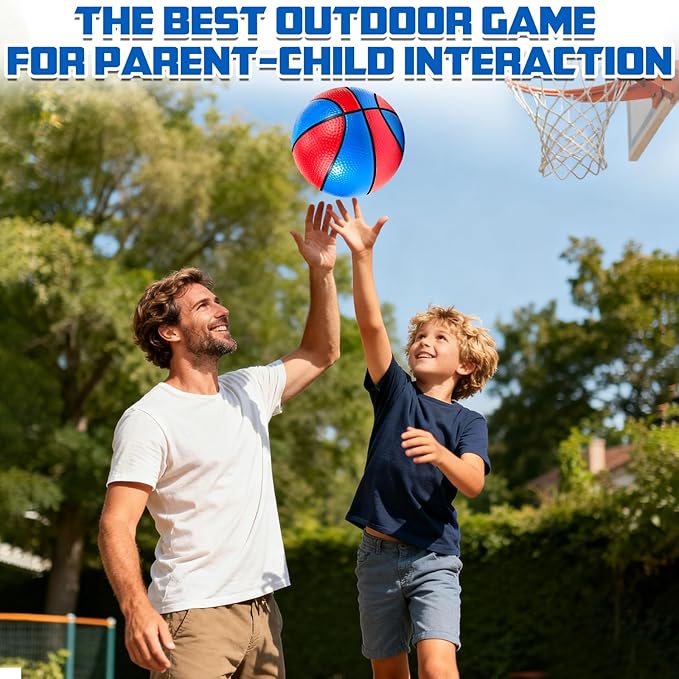 Hymaz 3 Pack Mini Basketballs Set 7 Inch - Size 3 Basketball with Pump for Kids, Swimming Water Pool Sports Toys Bouncy Basket Balls for Basketball Hoops Arcade Games Indoor Outdoor Play