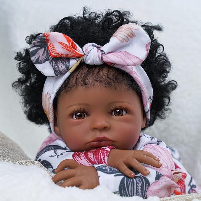 BABESIDE 2 Pcs Reborn Baby Doll Clothes with Headband for 17-22 Inch Babydolls, Floral Patterns Reborn Baby Doll Accessories for Realistic Dolls Girls, Pink