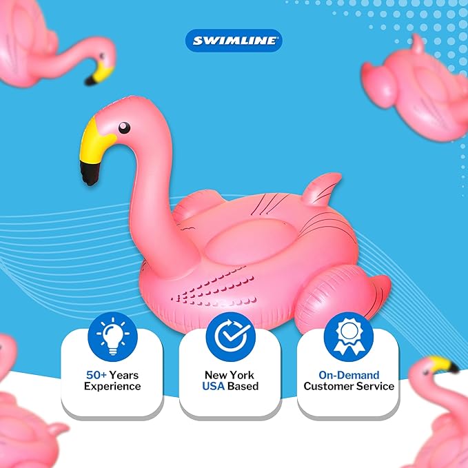 SWIMLINE ORIGINAL 90627 Giant Inflatable Flamingo Pool Float | Stylish Ride-On Raft with Stable Wings & Legs | Lounge Floatie Great for Summer Fun