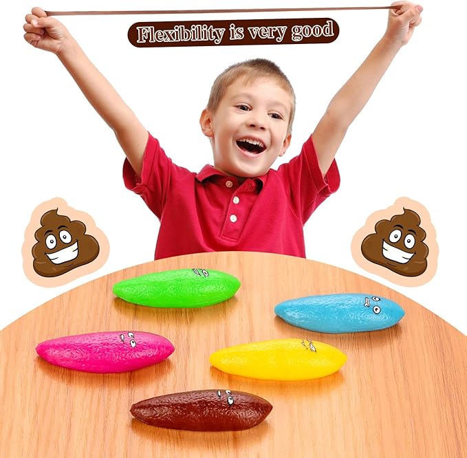 30 Pcs Finger Slingshot Novelty Toys, 5 Colors Toy Poop for Halloween, Christmas Fake Poop for Novelty Toys and Amusements, Poops for Finger Slingshot, Poops Rubber Spoof Toy for School Party
