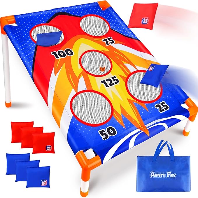 Bean Bag Toss Game for Kids 3-8, Kids Cornhole Game Set for Toddler, Outdoor Outside Game for Kid 3-6, Toddler Yard Outdoor Game for Kid Party Gift Birthday Christmas