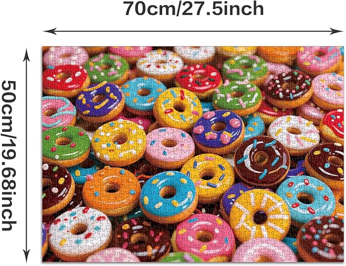 Jigsaw Puzzles for Adults 1000 Pieces - Challenging Fun Puzzles Stunning Art Wall Decor, Gift for Adult Puzzle Lovers, Family Game, Colorful Donuts C0816