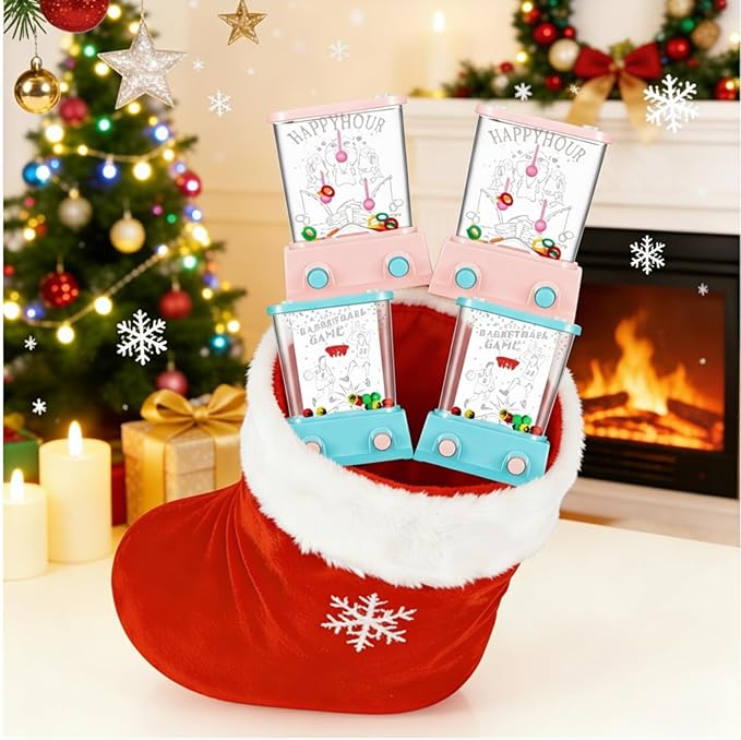 Gejoy 4 Pieces Water Games Handheld Easter Basket Stuffers for Kid Water Ring Toss Handheld Game Mini Retro Pastime Car Toys Fidget Autism Toys for Easter Children Boys Girls Birthday(Lively Style)