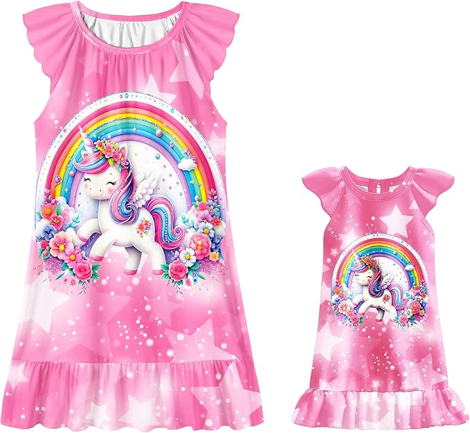 LQSZ Doll and Girl Matching Nightgown Outfit Pajamas Nightie Nightgown for Girls and Dolls Clothes