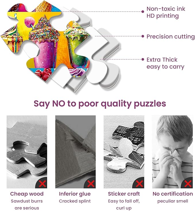 500 Piece Puzzles for Adults,Colorful Ice Cream Food Jigsaw Puzzle for Adults Seniors,Recycled Cardboard Summer Puzzle 500 Piece,Challenging Family Game Great Gift for Family Friends,20.5 x 15 in