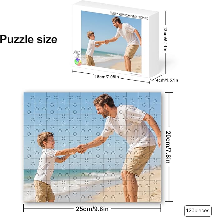 Personalized Puzzle from Photo, Custom 35/70/120/200/300 Piece Photo Jigsaw Puzzles for Adults Kids, Wooden Puzzles with Lettered Back, Perfect for Birthday, Christmas, Holidays Puzzles Custom Gifts