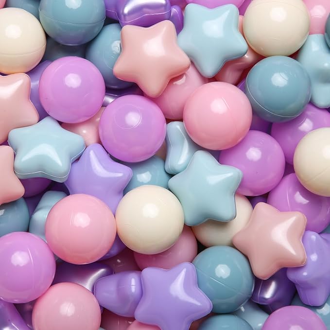 GOGOSO Ball Pit Balls for Toddlers Phthalate-Free BPA-Free Non-Toxic Crush Proof Soft Plastic Play Balls Baby Kids Shape Tent Pool Playhouse Playpen Party Decor, Pink+Purple+Blue,200PCS