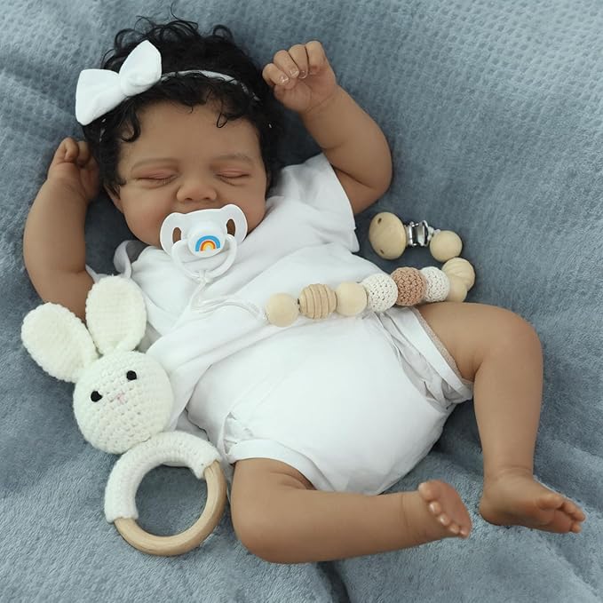 SCOM Reborn Baby Dolls Black Boy- 18 Inch Realistic Newborn Dolls Newborn Baby Dolls African American Real Life Baby Gift for Kids Age 3