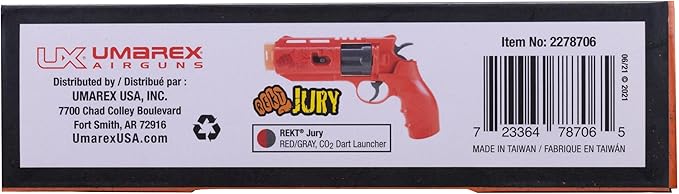 Rekt Jury Revolver CO2-Powered Foam Dart Blaster Pistol Gun, Red