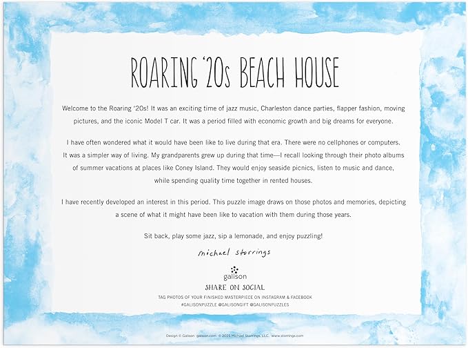 Galison Roaring 20s Beach House – 1000 Piece Michael Storrings Jigsaw Puzzle Featuring Beautiful Artwork of 1920s Inspired Beach House