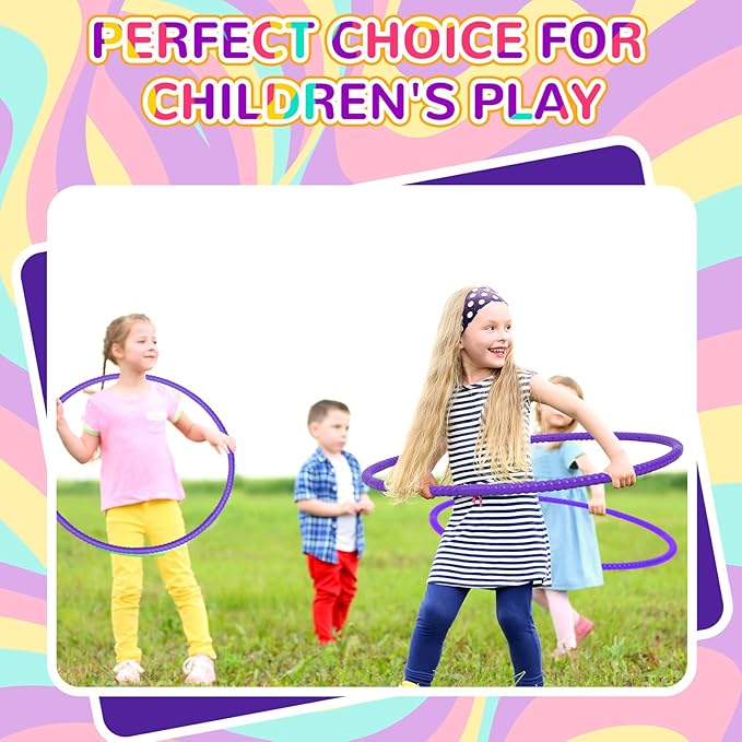 Poen 10 Pcs Exercise Hoop for Kids Detachable Adjustable Plastic Toy Colored Hoop Circles Playground Toys for Teens Games Gymnastics Dog Agility Equipment Party Decor, 28 Inch(Purple)