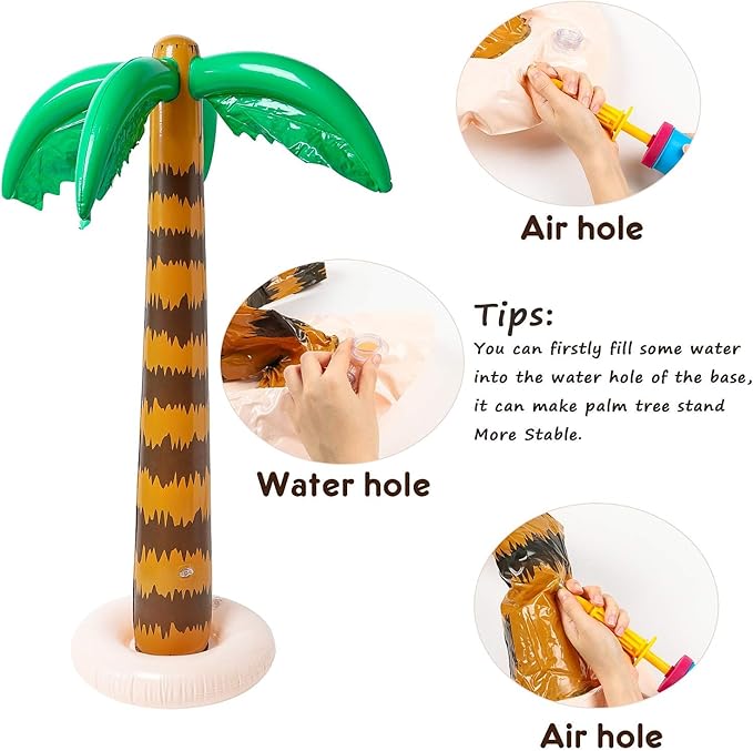 R HORSE Inflatable Palm Tree Flamingo Banana Beach Ball Parrot Beach Pool Toys for Tropical Hawaiian Luau Party Summer Pool Beach Party Decorations