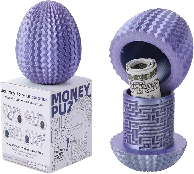Maze Egg Money Puzzle Gift Box: Available in 4 Unique Internal Designs - Secret Cash Holder & Surprise Gift Container for Easter, Birthday, Wedding - Fun Brain Teaser Toy for Kids & Adults