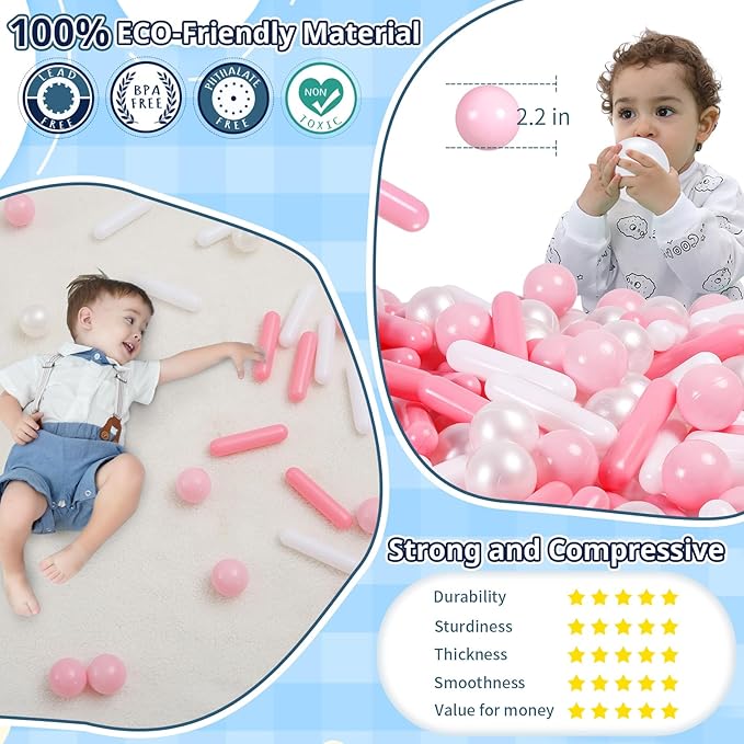 STARBOLO Ball Pit Balls for Kids -Pack of 150 200 500 Colorful Ball Pit Balls Crush Proof Plastic Toy Balls for Toddlers Ball Pit, Ball Pit Play Tent, Baby Pool Water Toys