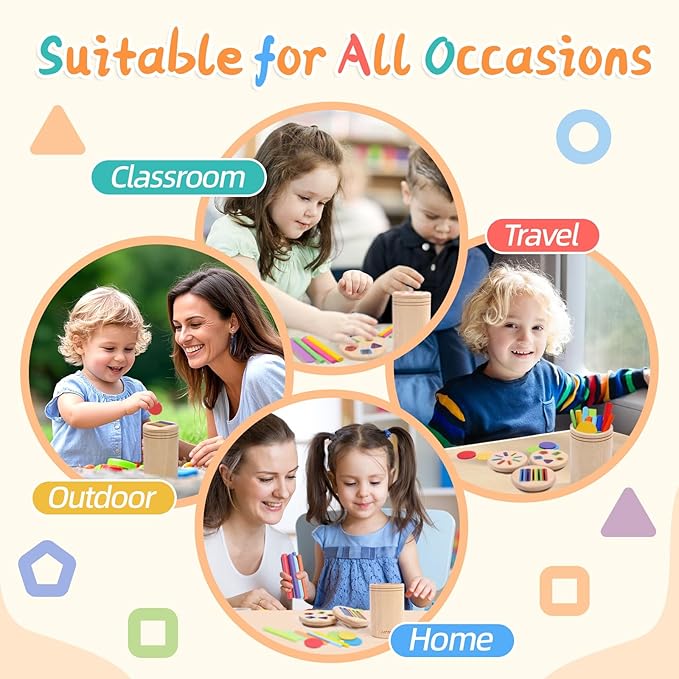 4 in 1 Montessori Toys for 2 3 4 Year Old, Wooden Color Sorting Toys for Toddlers 1-3, Preschool Learning Activities Fine Motor Matching Games, 18 Month Old Baby Boys Girls Gifts