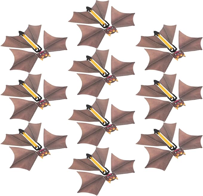 TOYANDONA Flying Bat, 10 Pcs Wind up Bat Toys Funny Surprise Tricky Prop Toys Fake Props Halloween Card Stage Performance Accessory (Random Color)