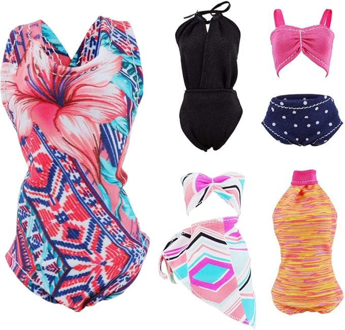 E-TING 11 Items= 3Pcs Doll Beach Bikini Swimsuit + 3Pcs Swim Ring + 5Pairs Shoes for 11.5 inch Girl Doll（Random Style）