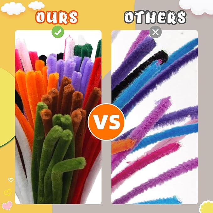 URADIART Pipe Cleaners 450 pcs Assorted Colors Chenille Stems, Pipe Cleaners Crafts, Bulk Pipe Cleaners Craft Supplies for DIY Art Creative School Crafts Decorations (6mm x12 inch) (Multicolored)