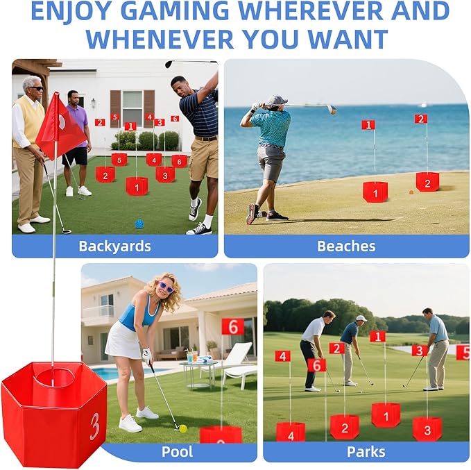 SJEhome Upgraded 6 Hole Backyard Game Golf – Backyard Yard Practice for Outdoor Indoor, for Beach, Yard, Park, Lawn (Upgraded Game Golf)