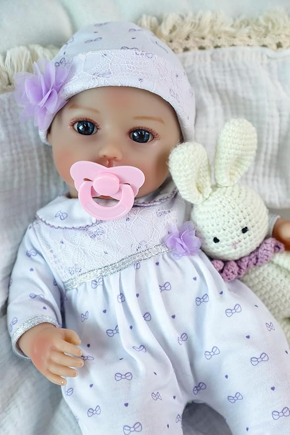 SCOM Baby Dolls, 16inch Realistic Baby Dolls Cute Soft Body Baby Doll Real Life Baby Doll Silicone Lifelike Baby with Accessories for 3+ Year Old Girls Gifts