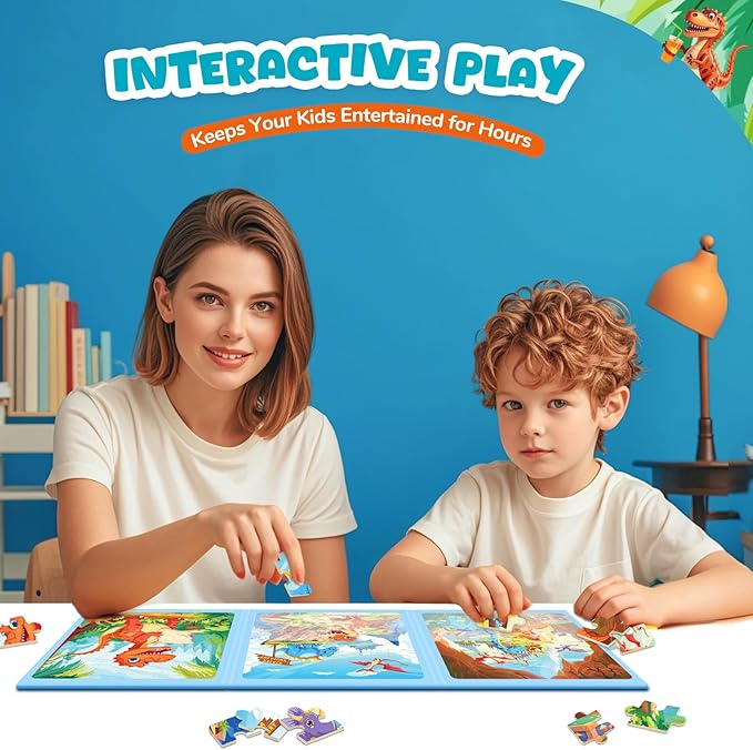 Magnetic Jigsaw Puzzles for Toddlers Kids 3-8 Boys,(3 36-Pieces) Travel Puzzles Toys for Kids Ages 4-6,Take-Along Car Airplane Road Trip Activities Game for 3 4 5 6 7 8 Year Old Birthday Gift