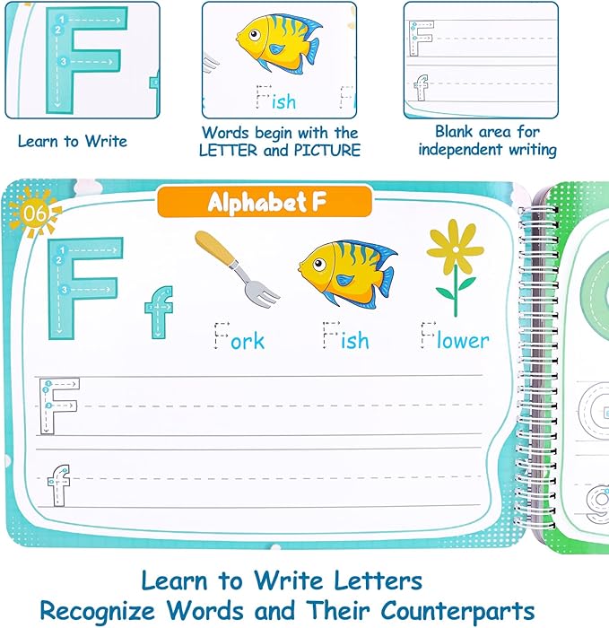 Preschool Learning Activities Educational Workbook, Handwriting Practice Book for Kids, Christmas Birthday Presents for 3 4 5 Year Old Boys Girl Toys for Kids, Montessori Busy Book Tracing Book Toys