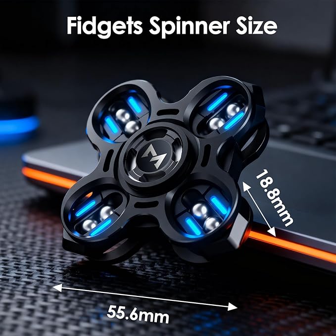 Fidget Spinners,2 in 1-Tuning Fork Fingertip Fidget Spinner Gifts for Adults Stress Anxiety ADHD Relief Fidgets, Metal Finger Hand Spinner with Luminous, Absorb Solar Light Then Release in Dark