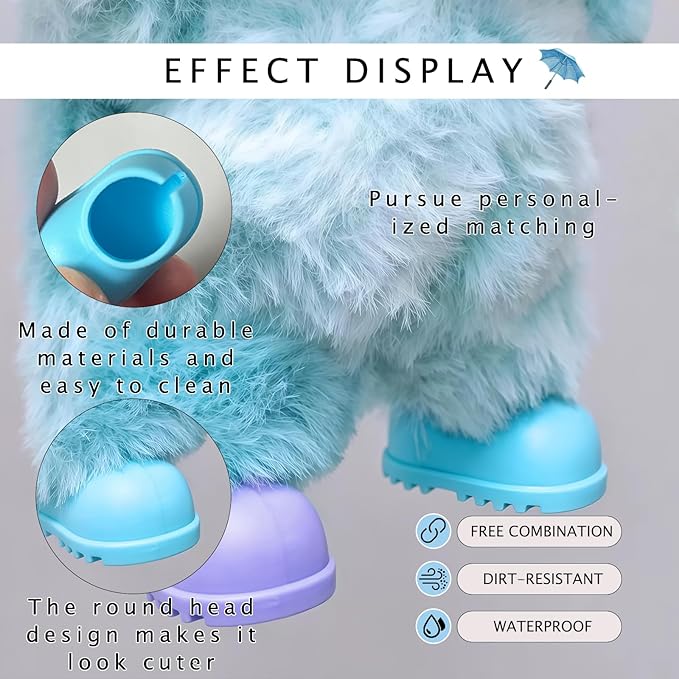 Shoes for 17cm Doll(No Dolls), 5 Colors Available, Adding a Cute and Stylish Touch to Your 17cm Dolls，Silicone Doll Rain Shoes Boots(Light Blue, Pink, White, Black, Brown