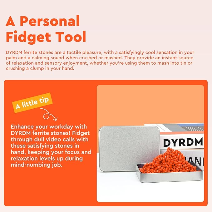 500+ Original Ferrite Putty Orange, Sensory Stones, Adult Fidget Stress Relief Desk & Office Item, Ferrite Stones Stocking Stuffers Gifts