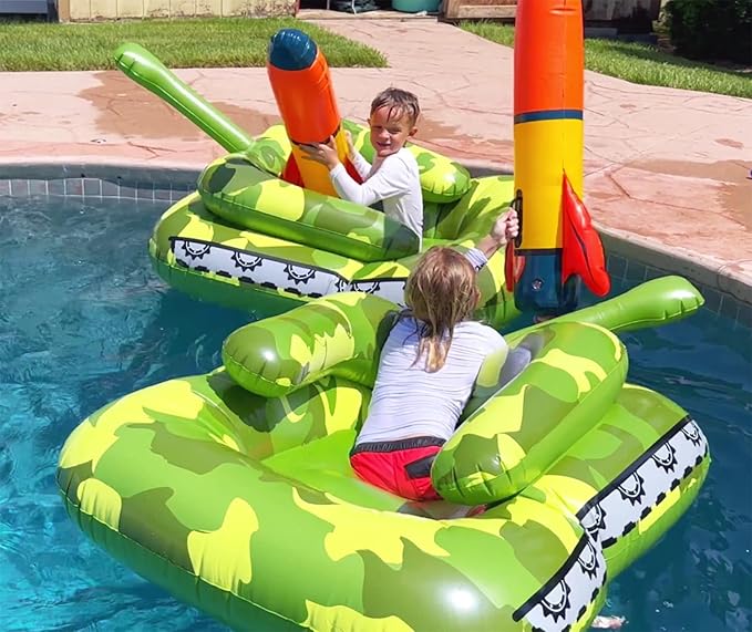 Inflatable Pool Fighting Toy, Tank Pool Float for Children and Adults, Water Game Float for Swimming Party Hit to Score Fun