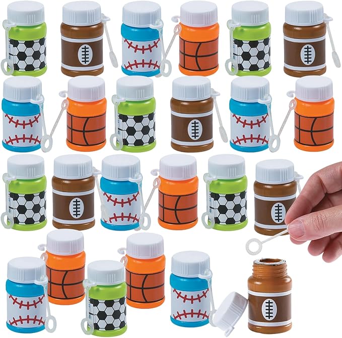 Fun Express - Sports Mini Bubble Bottles (2dz) - Toys - Bubbles - Bubble Bottles - 24 Pieces