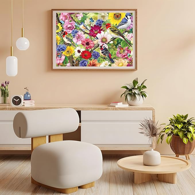 300 Piece Puzzles for Adults, 300 Piece Puzzles for Adults Large Piece, Spring Flowers Birds Butterflies Jigsaw Puzzle, Challenging Puzzle Perfect for Game Nights, 20.5 X 15 in